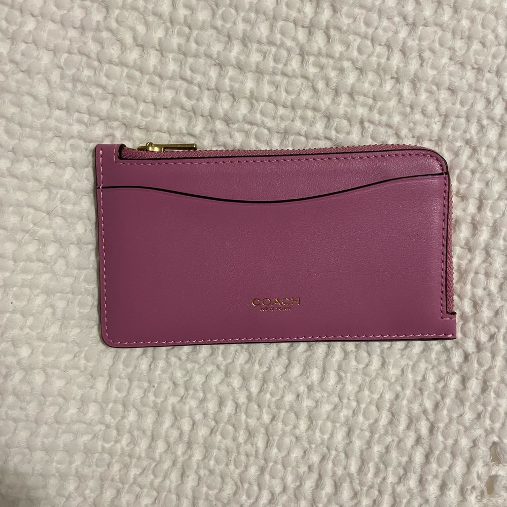 Coach Fuchsia Leather Card Wallet